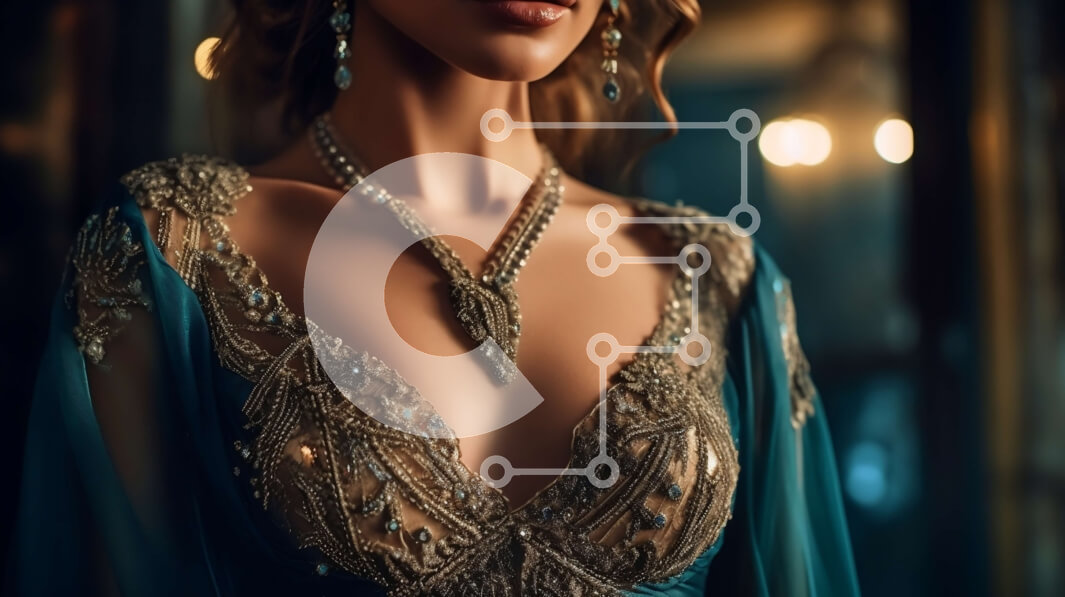 Intra Συλλεκτικό Ξύλινο Παζλ Plywood  4mm - Εκπληκτική εικόνα μιας γυναίκας με μπλε φόρεμα με χάντρες που στέκεται δίπλα σε ένα παράθυρο Σε Ξύλινο Κουτί - Διαστάσεις Puzzle: 10x10 cm – 25 κομμάτια