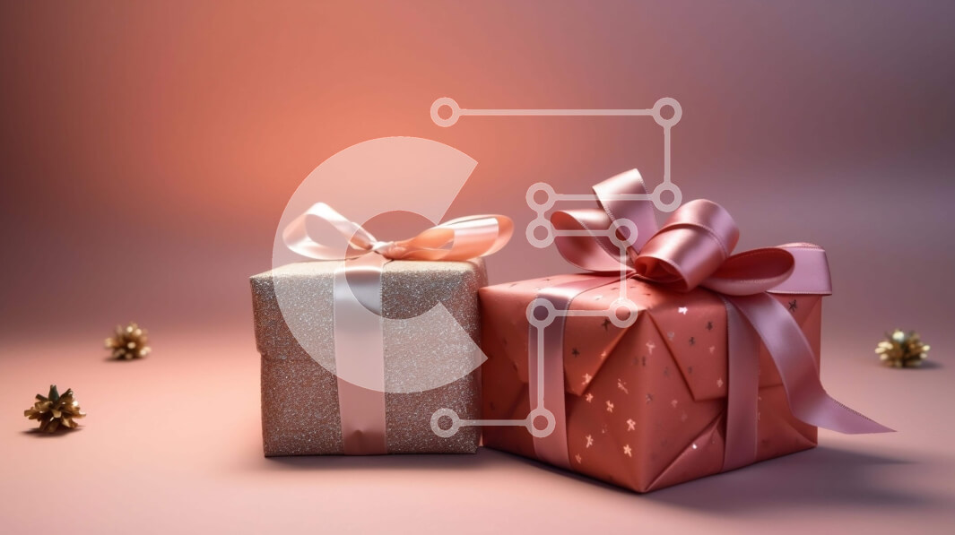 Intra Συλλεκτικό Ξύλινο Παζλ Plywood  4mm - Δύο ροζ κουτιά δώρου με κορδέλες και φιόγκους σε ροζ φόντο Σε Ξύλινο Κουτί - Διαστάσεις: 10x10 cm – 25 κομμάτια