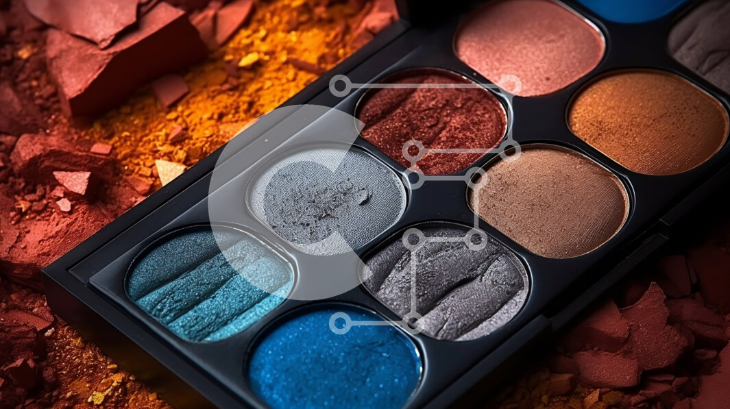 Intra Συλλεκτικό Ξύλινο Παζλ Plywood  4mm - Κοντινή εικόνα παλέτας μακιγιάζ υψηλής ποιότητας με έντονα χρώματα Σε Ξύλινο Κουτί - Διαστάσεις Puzzle: 10x10 cm – 25 κομμάτια