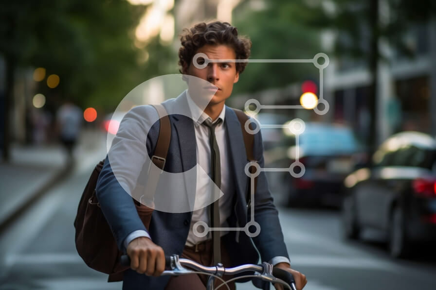 Intra Συλλεκτικό Ξύλινο Παζλ Plywood  4mm - Βόλτα με ποδήλατο το σούρουπο στην πόλη Σε Ξύλινο Κουτί - Διαστάσεις Puzzle: 10x10 cm – 25 κομμάτια