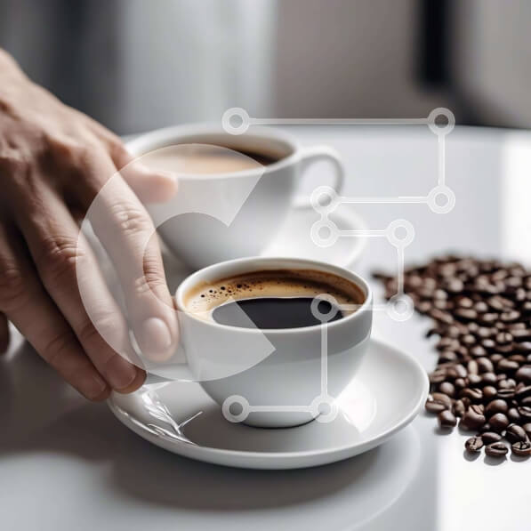 Σετ των 2 Intra Συλλεκτικό Ξύλινο Παζλ Plywood  4mm - Δύο φλιτζάνια καφέ στο τραπέζι με κόκκους καφέ και χαρτοπετσέτες Σε Ξύλινο Κουτί - Διαστάσεις: 10x10 cm – 25 κομμάτια