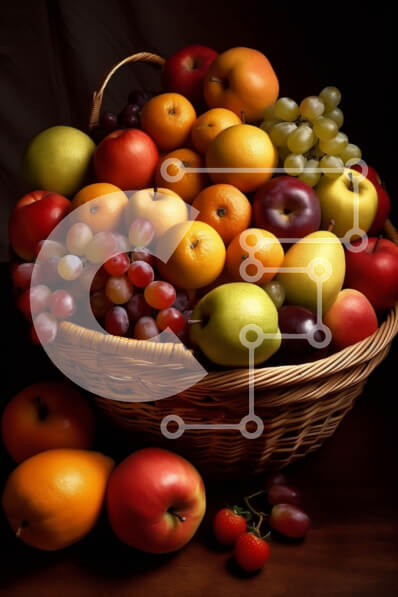 Σετ των 2 Intra Συλλεκτικό Ξύλινο Παζλ Plywood  4mm - Ποικιλία φρέσκων φρούτων σε ένα καλάθι Σε Ξύλινο Κουτί - Διαστάσεις: 10x10 cm – 25 κομμάτια