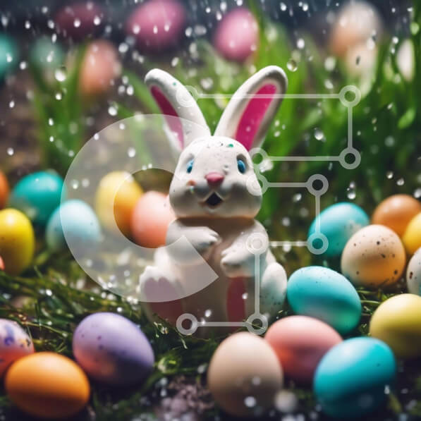 Intra Συλλεκτικό Ξύλινο Παζλ Plywood  4mm - Ειδώλιο λαγουδάκι του Πάσχα με πολύχρωμα αυγά στο γρασίδι Σε Ξύλινο Κουτί - Διαστάσεις: 10x10 cm – 25 κομμάτια