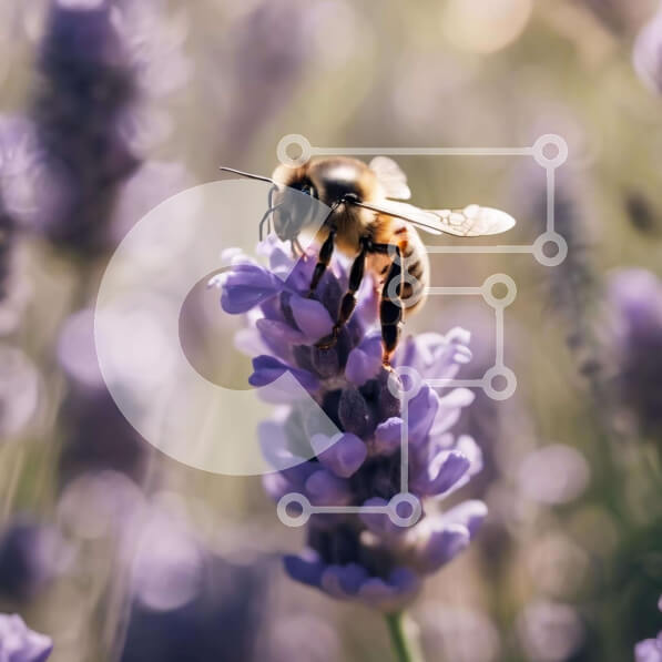 Intra Συλλεκτικό Ξύλινο Παζλ Plywood  4mm - Μέλισσα σε άνθη λεβάντας - Επικονίαση και οφέλη για την υγεία Σε Ξύλινο Κουτί - Διαστάσεις: 10x10 cm – 25 κομμάτια