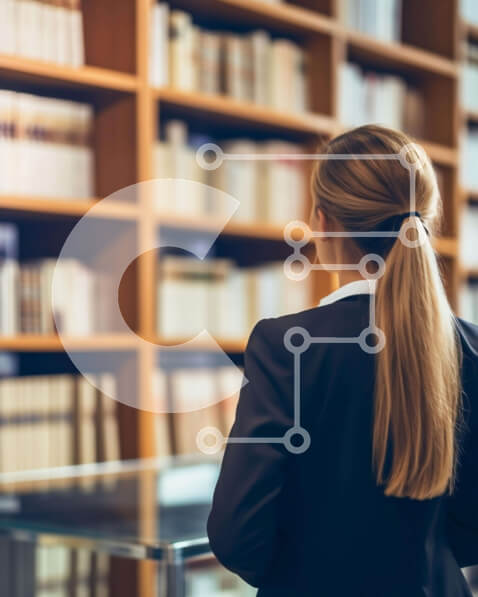 Intra Συλλεκτικό Ξύλινο Παζλ Plywood  4mm - Γυναίκα στη βιβλιοθήκη με ράφια Σε Ξύλινο Κουτί - Διαστάσεις Puzzle: 10x10 cm – 25 κομμάτια