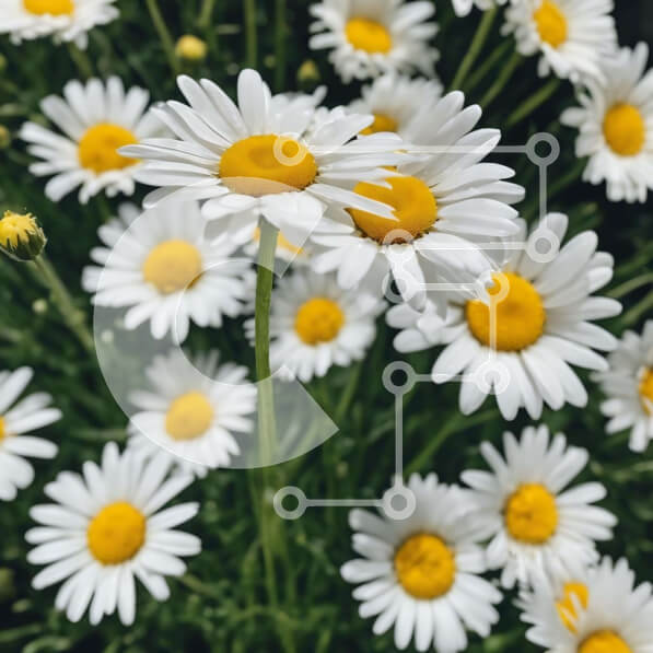 Intra Συλλεκτικό Ξύλινο Παζλ Plywood  4mm - Ομάδα λευκών και κίτρινων μαργαριτών στο γρασίδι Σε Ξύλινο Κουτί - Διαστάσεις: 10x10 cm – 25 κομμάτια