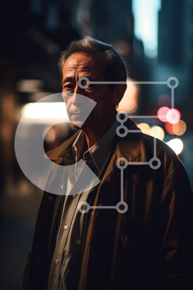 Intra Συλλεκτικό Ξύλινο Παζλ Plywood  4mm - Σοβαρός ηλικιωμένος με καφέ σακάκι στο City Street τη νύχτα Σε Ξύλινο Κουτί - Διαστάσεις Puzzle: 10x10 cm – 25 κομμάτια