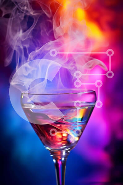 Σετ των 2 Intra Συλλεκτικό Ξύλινο Παζλ Plywood  4mm - Πολύχρωμο ποτήρι Martini με καπνό Σε Ξύλινο Κουτί - Διαστάσεις: 10x10 cm – 25 κομμάτια