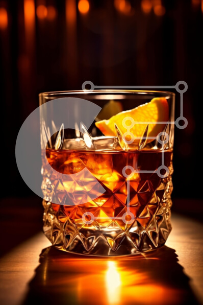 Σετ των 2 Intra Συλλεκτικό Ξύλινο Παζλ Plywood  4mm - Παλιομοδίτικο κοκτέιλ με πορτοκαλί σφήνα Σε Ξύλινο Κουτί - Διαστάσεις: 10x10 cm – 25 κομμάτια