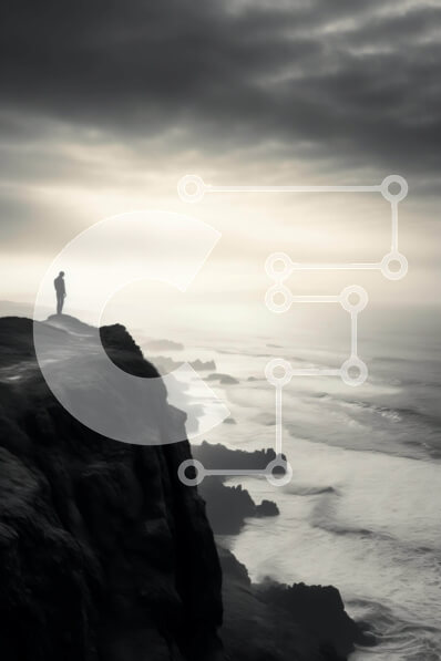 Σετ των 2 Intra Συλλεκτικό Ξύλινο Παζλ Plywood  4mm - Άτομο που στέκεται στον γκρεμό με θέα στον ωκεανό Σε Ξύλινο Κουτί - Διαστάσεις: 10x10 cm – 25 κομμάτια