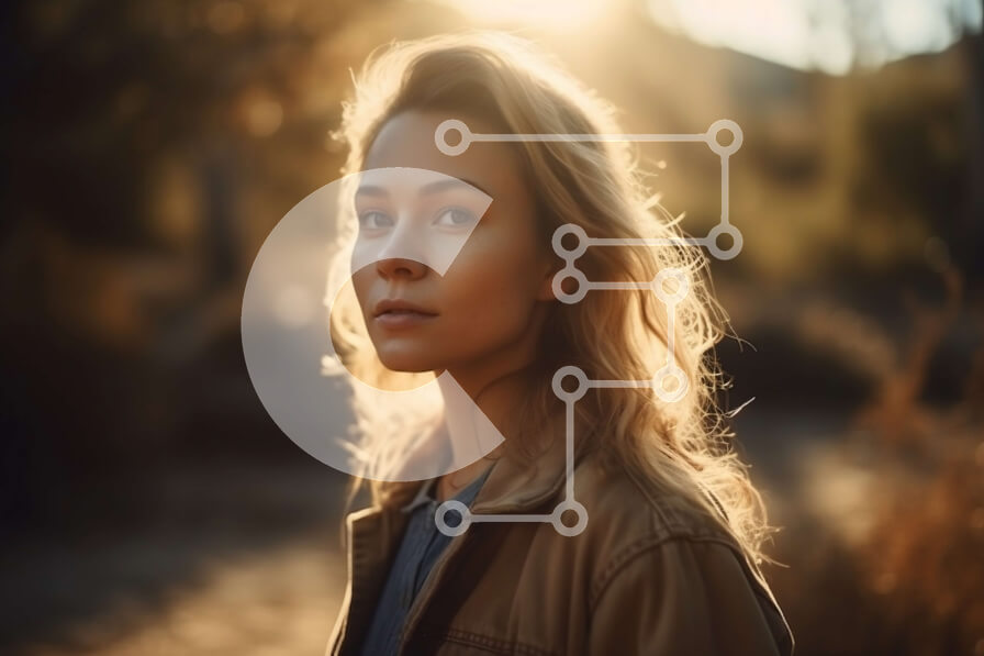 Intra Συλλεκτικό Ξύλινο Παζλ Plywood  4mm - Εκπληκτική εικόνα μιας γυναίκας που απολαμβάνει ένα ηλιοβασίλεμα σε ένα χωράφι Σε Ξύλινο Κουτί - Διαστάσεις Puzzle: 10x10 cm – 25 κομμάτια