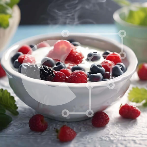 Σετ των 2 Intra Συλλεκτικό Ξύλινο Παζλ Plywood  4mm - Μπολ γιαουρτιού με μούρα και μέντα Σε Ξύλινο Κουτί - Διαστάσεις: 10x10 cm – 25 κομμάτια