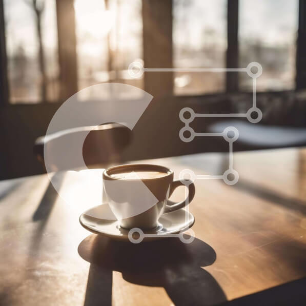 Σετ των 2 Intra Συλλεκτικό Ξύλινο Παζλ Plywood  4mm - Φλιτζάνι καφέ στο τραπέζι με το φως του ήλιου μέσα από το παράθυρο Σε Ξύλινο Κουτί - Διαστάσεις: 10x10 cm – 25 κομμάτια