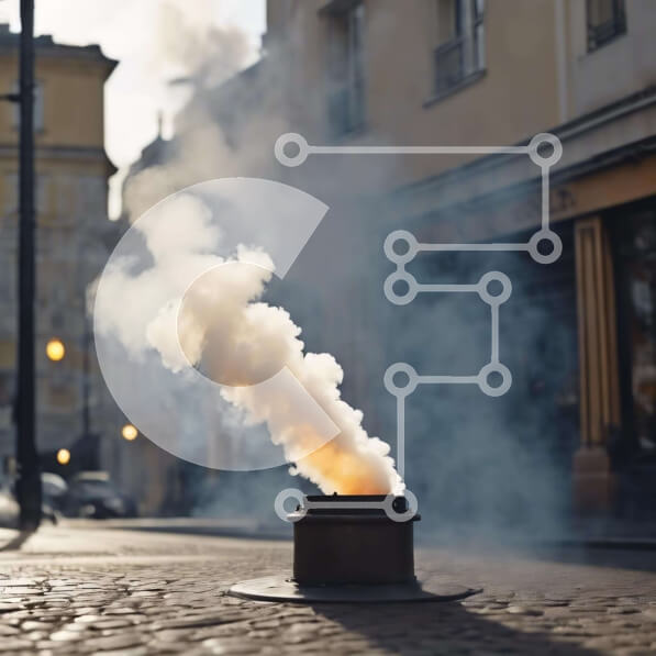 Intra Συλλεκτικό Ξύλινο Παζλ Plywood  4mm - Urban Street με μαγειρική κατσαρόλα και καπνό Σε Ξύλινο Κουτί - Διαστάσεις: 10x10 cm – 25 κομμάτια