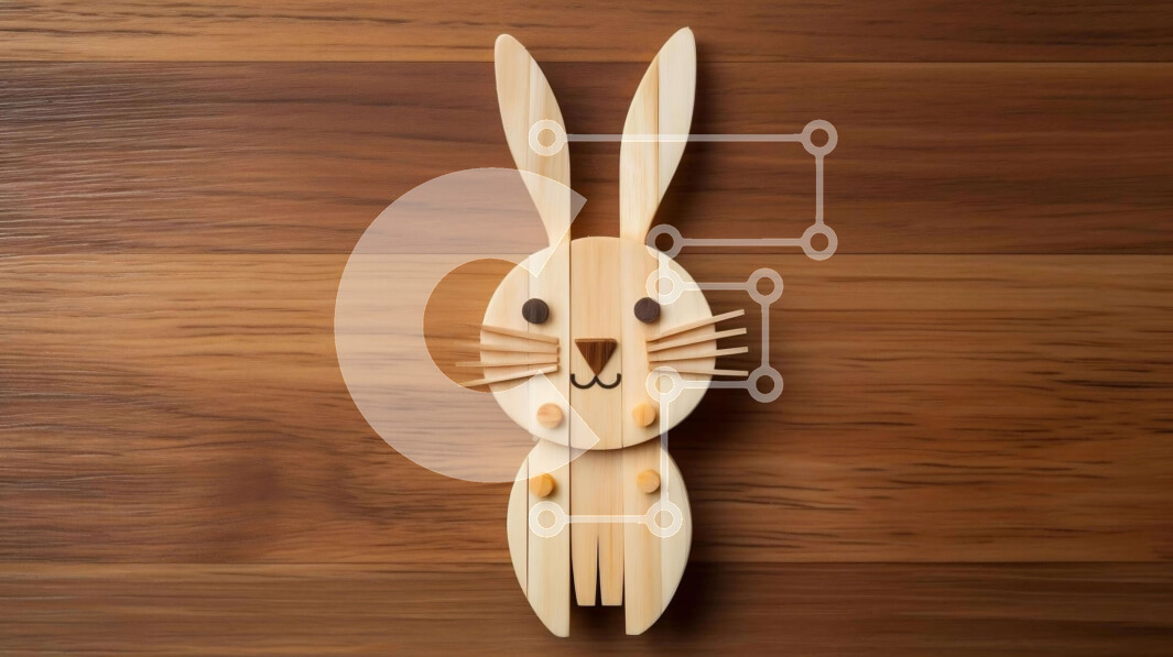 Intra Συλλεκτικό Ξύλινο Παζλ Plywood  4mm - Ξύλινο λαγουδάκι από ξυλάκια στο τραπέζι Σε Ξύλινο Κουτί - Διαστάσεις: 10x10 cm – 25 κομμάτια