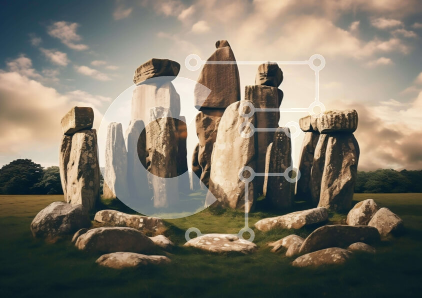 Intra Συλλεκτικό Ξύλινο Παζλ Plywood  4mm - Νεολιθικός σχηματισμός λίθων Stonehenge Σε Ξύλινο Κουτί - Διαστάσεις Puzzle: 10x10 cm – 25 κομμάτια