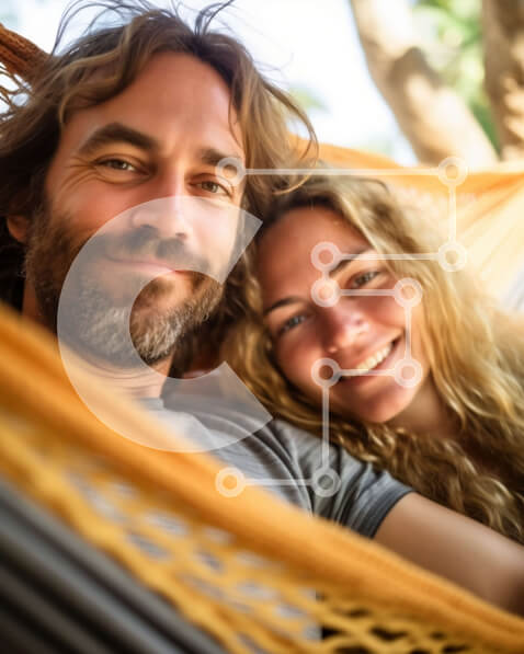 Intra Συλλεκτικό Ξύλινο Παζλ Plywood  4mm - Ευτυχισμένο ζευγάρι που απολαμβάνει το χρόνο σε μια αιώρα Σε Ξύλινο Κουτί - Διαστάσεις Puzzle: 10x10 cm – 25 κομμάτια