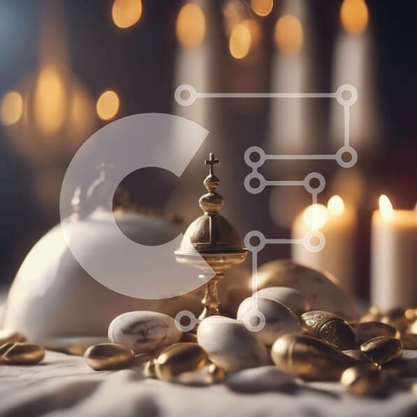 Intra Συλλεκτικό Ξύλινο Παζλ Plywood  4mm - Θρησκευτικό ντεκόρ τραπεζιού με χρυσά και λευκά είδη Σε Ξύλινο Κουτί - Διαστάσεις Puzzle: 10x10 cm – 25 κομμάτια