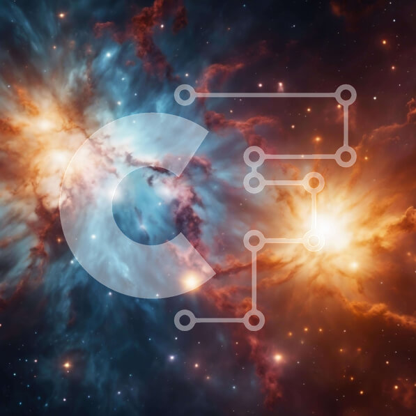 Intra Συλλεκτικό Ξύλινο Παζλ Plywood  4mm - Σμήνος αστεριών στο διάστημα με φωτεινά πορτοκαλί και μπλε αστέρια Σε Ξύλινο Κουτί - Διαστάσεις Puzzle: 10x10 cm – 25 κομμάτια