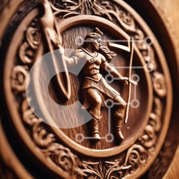 Intra Συλλεκτικό Ξύλινο Παζλ Plywood  4mm - Αρχαία Ξυλογλυπτική του Ηρακλή Σε Ξύλινο Κουτί - Διαστάσεις Puzzle: 10x10 cm – 25 κομμάτια