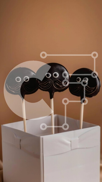 Intra Συλλεκτικό Ξύλινο Παζλ Plywood  4mm - Τούρτα σοκολάτας με μουστάκια σε λευκό κουτί Σε Ξύλινο Κουτί - Διαστάσεις: 10x10 cm – 25 κομμάτια