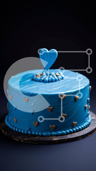 Intra Συλλεκτικό Ξύλινο Παζλ Plywood  4mm - Μπλε κέικ με χρυσές καρδιές και κεριά Σε Ξύλινο Κουτί - Διαστάσεις: 10x10 cm – 25 κομμάτια