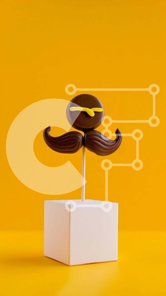 Intra Συλλεκτικό Ξύλινο Παζλ Plywood  4mm - Μουστάκι σοκολάτας σε πορτοκαλί φόντο Σε Ξύλινο Κουτί - Διαστάσεις: 10x10 cm – 25 κομμάτια