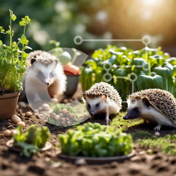 Intra Συλλεκτικό Ξύλινο Παζλ Plywood  4mm - Τρεις σκαντζόχοιροι σε έναν κήπο με λαχανικά και φυτά Σε Ξύλινο Κουτί - Διαστάσεις: 10x10 cm – 25 κομμάτια