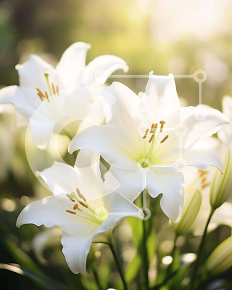 Intra Συλλεκτικό Ξύλινο Παζλ Plywood  4mm - Ζωντανοί λευκοί κρίνοι στο έντονο φως του ήλιου Σε Ξύλινο Κουτί - Διαστάσεις: 10x10 cm – 25 κομμάτια