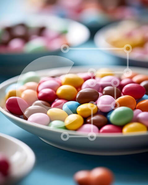 Σετ των 2 Intra Συλλεκτικό Ξύλινο Παζλ Plywood  4mm - Πολύχρωμες καραμέλες σε πολλά μπολ Σε Ξύλινο Κουτί - Διαστάσεις: 10x10 cm – 25 κομμάτια