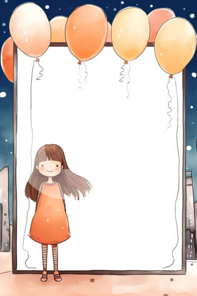 Σετ των 2 Intra Συλλεκτικό Ξύλινο Παζλ Plywood  4mm - Κορίτσι κινουμένων σχεδίων με μπαλόνια και άδειο πλαίσιο Σε Ξύλινο Κουτί - Διαστάσεις: 10x10 cm – 25 κομμάτια