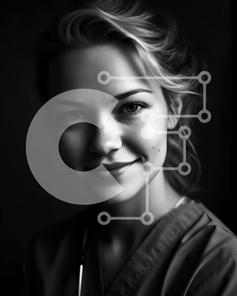 Intra Συλλεκτικό Ξύλινο Παζλ Plywood  4mm - Ευτυχισμένη νεαρή γυναίκα με στολή τρίβει με στηθοσκόπιο Σε Ξύλινο Κουτί - Διαστάσεις Puzzle: 10x10 cm – 25 κομμάτια