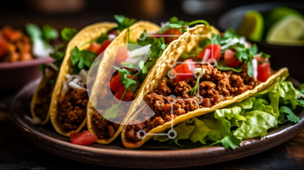 Σετ των 2 Intra Συλλεκτικό Ξύλινο Παζλ Plywood  4mm - Πιάτο Tacos με κιμά, μαρούλι και ντομάτες Σε Ξύλινο Κουτί - Διαστάσεις: 10x10 cm – 25 κομμάτια