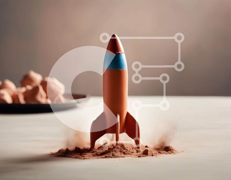 Intra Συλλεκτικό Ξύλινο Παζλ Plywood  4mm - Orange Toy Rocket έτοιμος για εκτόξευση στο τραπέζι με άμμο και φαγητό Σε Ξύλινο Κουτί - Διαστάσεις: 10x10 cm – 25 κομμάτια