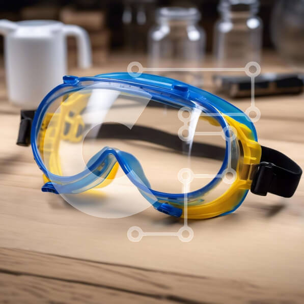 Intra Συλλεκτικό Ξύλινο Παζλ Plywood  4mm - Μπλε και κίτρινα γυαλιά σε ξύλινο τραπέζι Σε Ξύλινο Κουτί - Διαστάσεις: 10x10 cm – 25 κομμάτια