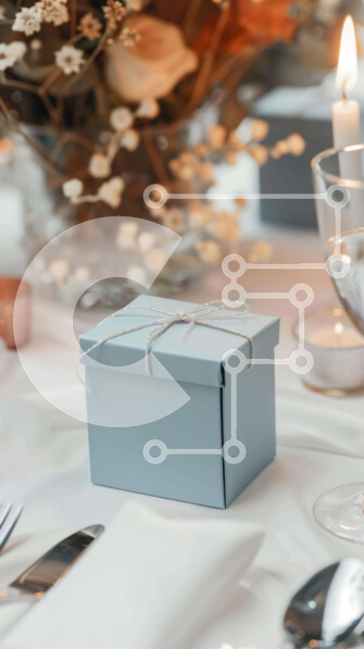 Intra Συλλεκτικό Ξύλινο Παζλ Plywood  4mm - Κομψό σερβίτσιο τραπεζιού με μπλε κουτί δώρου και κηροπήγια Σε Ξύλινο Κουτί - Διαστάσεις Puzzle: 10x10 cm – 25 κομμάτια