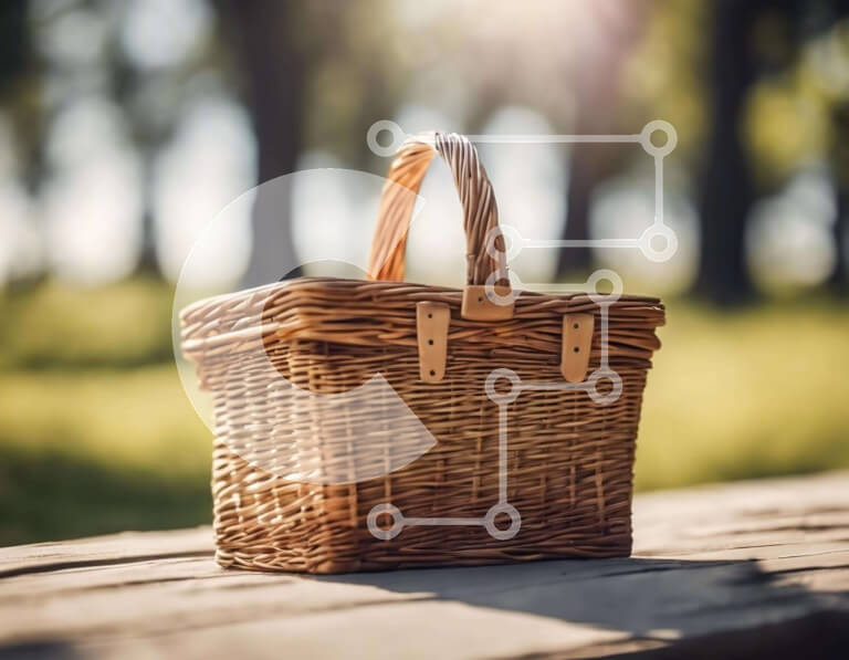 Intra Συλλεκτικό Ξύλινο Παζλ Plywood  4mm - Άδειο ψάθινο καλάθι πικ-νικ στη φύση Σε Ξύλινο Κουτί - Διαστάσεις: 10x10 cm – 25 κομμάτια