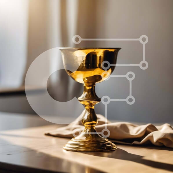 Intra Συλλεκτικό Ξύλινο Παζλ Plywood  4mm - Χρυσό κύπελλο σε ξύλινο τραπέζι μπροστά από το παράθυρο Σε Ξύλινο Κουτί - Διαστάσεις Puzzle: 10x10 cm – 25 κομμάτια