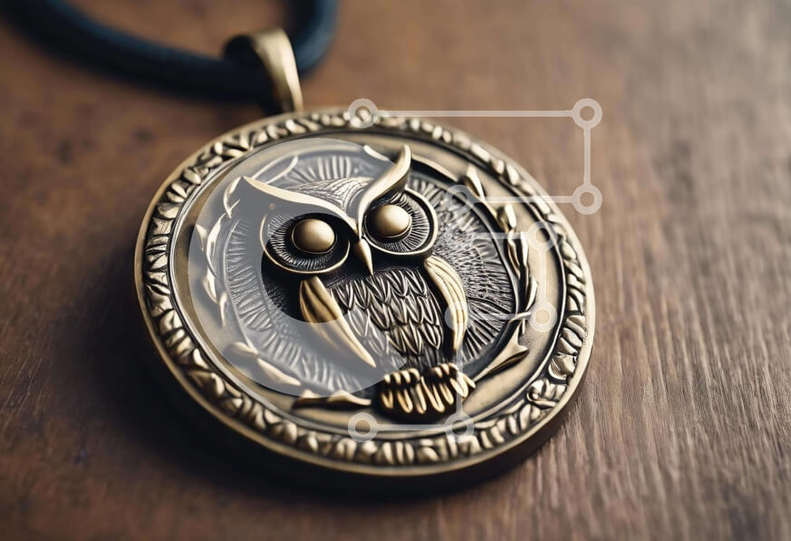 Intra Συλλεκτικό Ξύλινο Παζλ Plywood  4mm - Μενταγιόν σε σχήμα κουκουβάγιας σε μαύρο δερμάτινο κορδόνι Σε Ξύλινο Κουτί - Διαστάσεις Puzzle: 10x10 cm – 25 κομμάτια