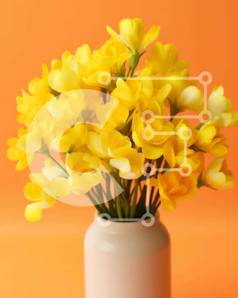 Σετ των 2 Intra Συλλεκτικό Ξύλινο Παζλ Plywood  4mm - Λευκό βάζο με κίτρινα λουλούδια σε πορτοκαλί φόντο Σε Ξύλινο Κουτί - Διαστάσεις: 10x10 cm – 25 κομμάτια