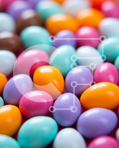 Intra Συλλεκτικό Ξύλινο Παζλ Plywood  4mm - Πολύχρωμα αυγά καραμελών στο τραπέζι Σε Ξύλινο Κουτί - Διαστάσεις: 10x10 cm – 25 κομμάτια