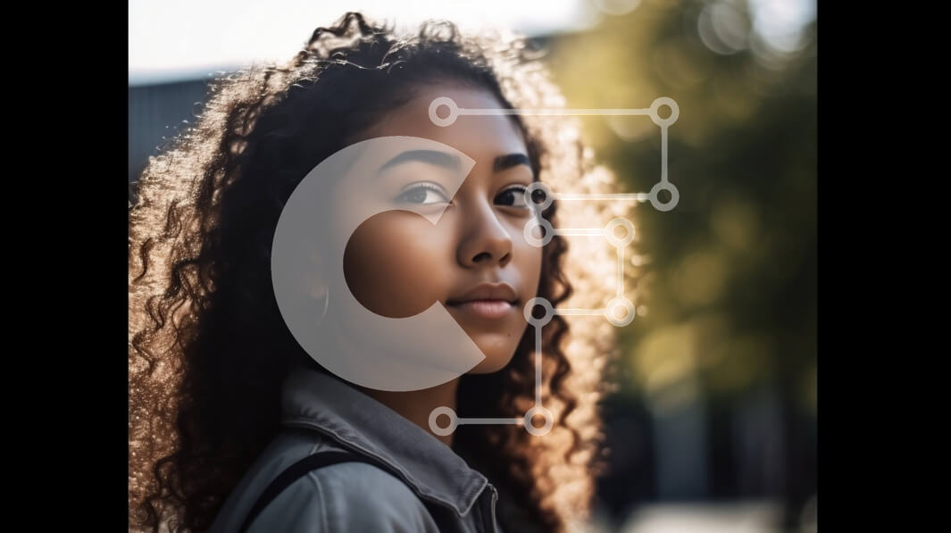 Intra Συλλεκτικό Ξύλινο Παζλ Plywood  4mm - Πορτρέτο μιας νεαρής γυναίκας με σγουρά μαλλιά με τζιν μπουφάν Σε Ξύλινο Κουτί - Διαστάσεις Puzzle: 10x10 cm – 25 κομμάτια