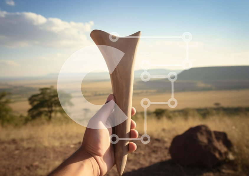 Intra Συλλεκτικό Ξύλινο Παζλ Plywood  4mm - Χέρι που κρατά τον ελέφαντα χαυλιόδοντα Σε Ξύλινο Κουτί - Διαστάσεις: 10x10 cm – 25 κομμάτια