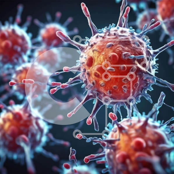 Intra Συλλεκτικό Ξύλινο Παζλ Plywood  4mm - Απεικόνιση των καρκινικών κυττάρων και του ανοσοποιητικού συστήματος Σε Ξύλινο Κουτί - Διαστάσεις Puzzle: 10x10 cm – 25 κομμάτια