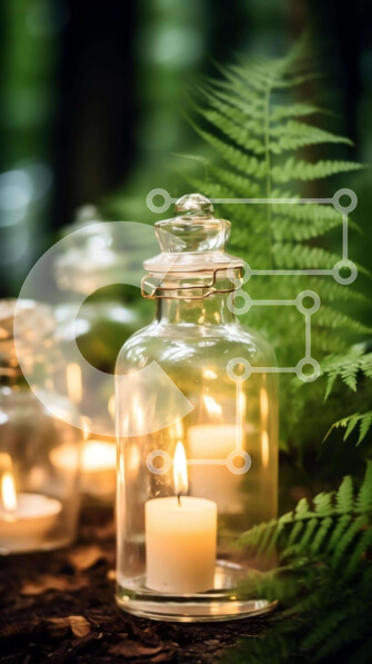 Σετ των 2 Intra Συλλεκτικό Ξύλινο Παζλ Plywood  4mm - Κηροπήγια εξωτερικού χώρου στο δάσος με πράσινα φύλλα Σε Ξύλινο Κουτί - Διαστάσεις: 10x10 cm – 25 κομμάτια