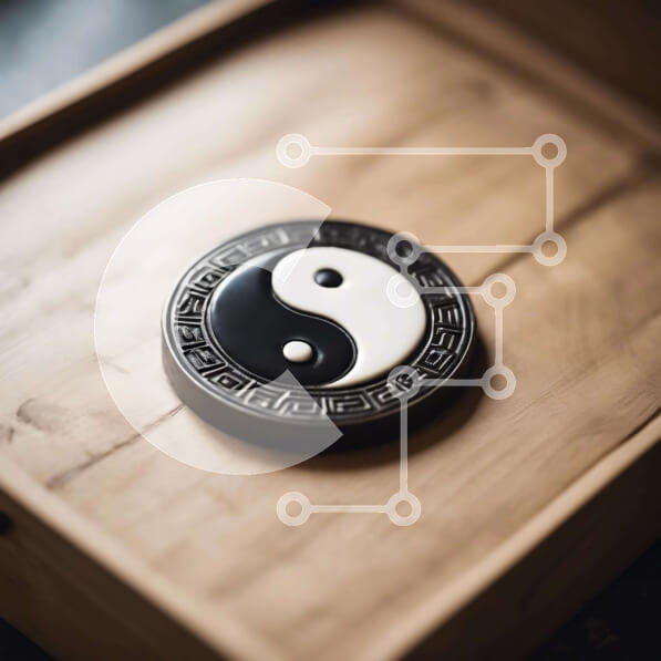 Intra Συλλεκτικό Ξύλινο Παζλ Plywood  4mm - Ασπρόμαυρο σύμβολο Yin-Yang  Σε Ξύλινο Κουτί Σε Ξύλινο Κουτί - Διαστάσεις Puzzle: 10x10 cm – 25 κομμάτια