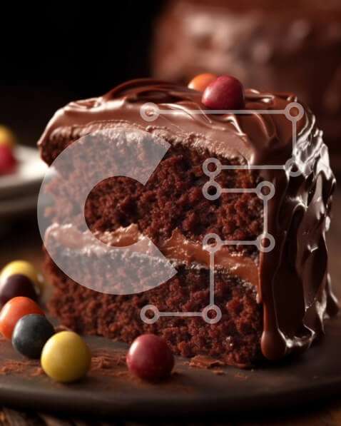 Σετ των 2 Intra Συλλεκτικό Ξύλινο Παζλ Plywood  4mm - Κέικ σοκολάτας με παχύρρευστο γλάσο σοκολάτας και κομμάτια καραμέλας σε μαύρο πιάτο Σε Ξύλινο Κουτί - Διαστάσεις: 10x10 cm – 25 κομμάτια