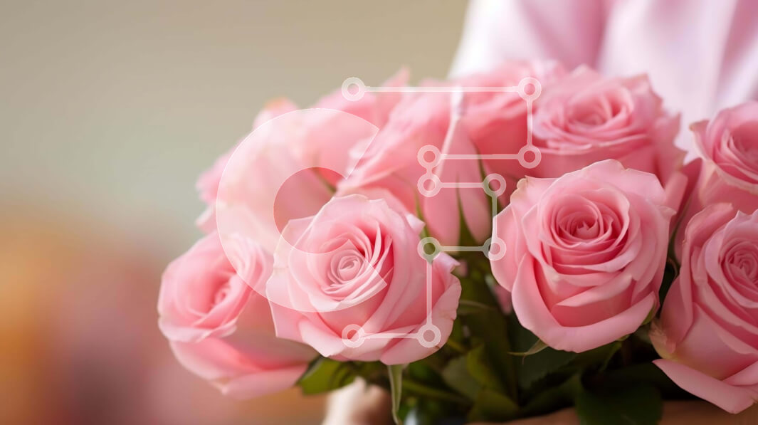 Σετ των 2 Intra Συλλεκτικό Ξύλινο Παζλ Plywood  4mm - Γυναίκα που κρατά ένα μπουκέτο με ροζ τριαντάφυλλα Σε Ξύλινο Κουτί - Διαστάσεις: 10x10 cm – 25 κομμάτια