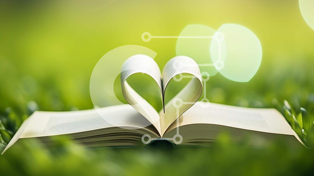 Intra Συλλεκτικό Ξύλινο Παζλ Plywood  4mm - Βιβλίο σε σχήμα καρδιάς στο πράσινο γρασίδι Σε Ξύλινο Κουτί - Διαστάσεις: 10x10 cm – 25 κομμάτια