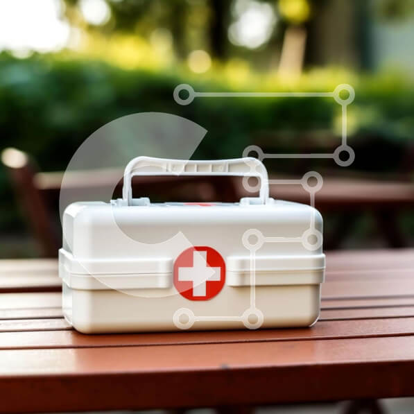 Intra Συλλεκτικό Ξύλινο Παζλ Plywood  4mm - Κιτ πρώτων βοηθειών σε ξύλινο τραπέζι σε εξωτερικούς χώρους Σε Ξύλινο Κουτί - Διαστάσεις Puzzle: 10x10 cm – 25 κομμάτια